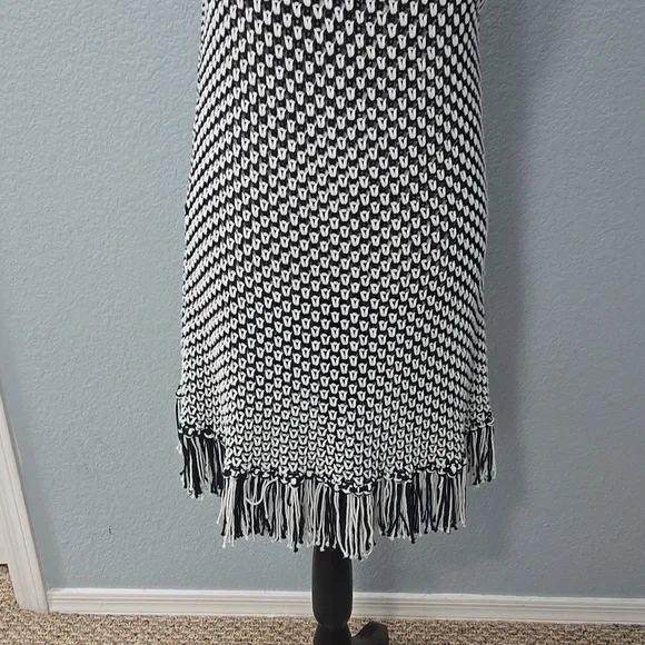 SOFT SURROUNDINGS Bambado Fringe Halter Tank Top Navy White Knit LARGE MiniDress - Picture 10 of 13